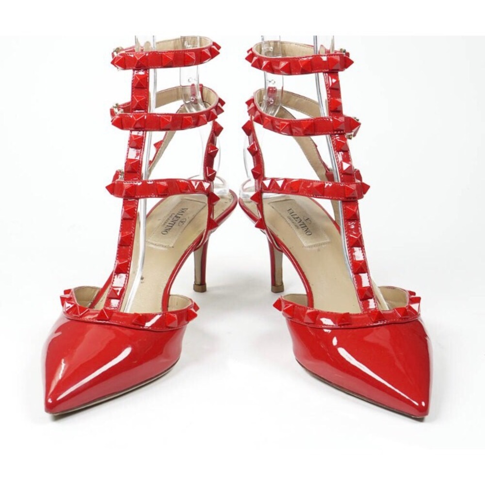 Valentino Rockstud Red Patent Leather Sandal